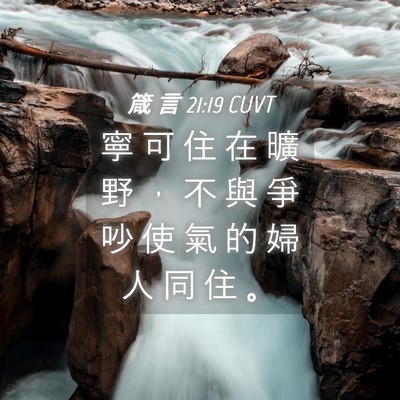 Picture 04 - 箴 言 21:19 CUVT - 寧 可 住 在 曠 野 ， 不 與 爭 吵 使 - Bible Verse Picture