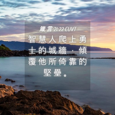 Picture 04 - 箴 言 21:22 CUVT - 智 慧 人 爬 上 勇 士 的 城 牆 ， 傾 - Bible Verse Picture