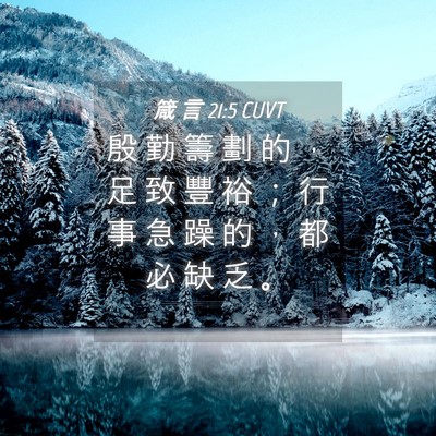 Picture 04 - 箴 言 21:5 CUVT - 殷 勤 籌 劃 的 ， 足 致 豐 裕 ； 行 - Bible Verse Picture