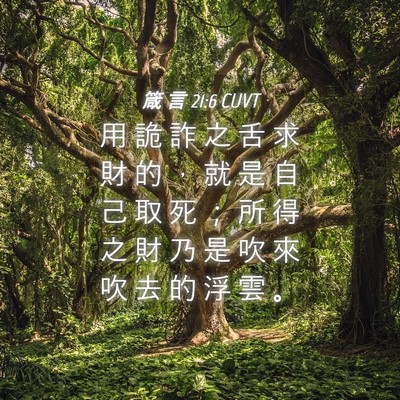 Picture 04 - 箴 言 21:6 CUVT - 用 詭 詐 之 舌 求 財 的 ， 就 是 自 - Bible Verse Picture