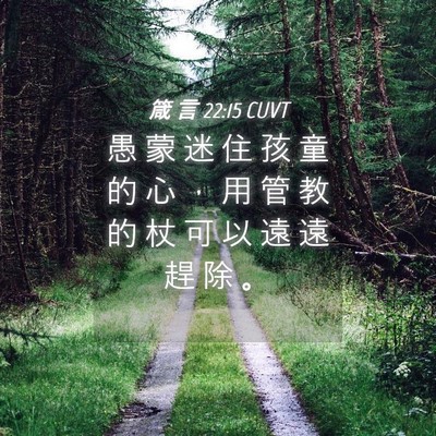 Picture 04 - 箴 言 22:15 CUVT - 愚 蒙 迷 住 孩 童 的 心 ， 用 管 教 - Bible Verse Picture