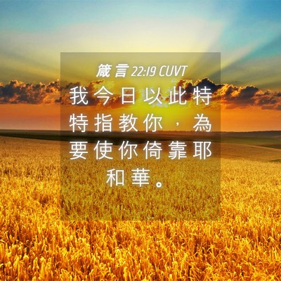 Picture 04 - 箴 言 22:19 CUVT - 我 今 日 以 此 特 特 指 教 你 ， 為 - Bible Verse Picture