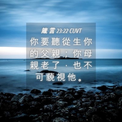 Picture 04 - 箴 言 23:22 CUVT - 你 要 聽 從 生 你 的 父 親 ； 你 母 - Bible Verse Picture