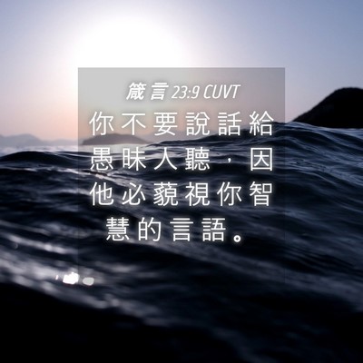 Picture 04 - 箴 言 23:9 CUVT - 你 不 要 說 話 給 愚 昧 人 聽 ， 因 - Bible Verse Picture