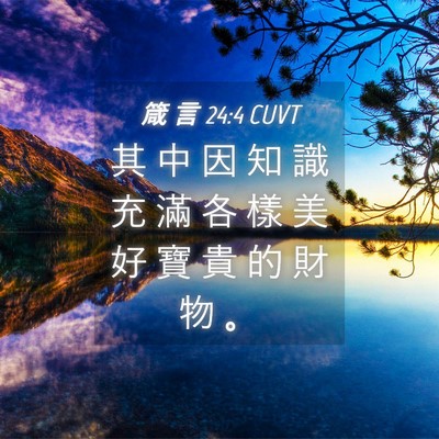 Picture 04 - 箴 言 24:4 CUVT - 其 中 因 知 識 充 滿 各 樣 美 好 寶 - Bible Verse Picture