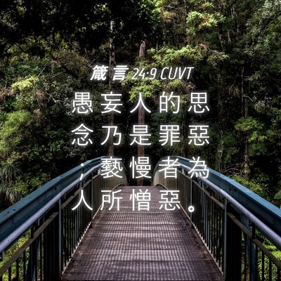 Picture 04 - 箴 言 24:9 CUVT - 愚 妄 人 的 思 念 乃 是 罪 惡 ； 褻 - Bible Verse Picture