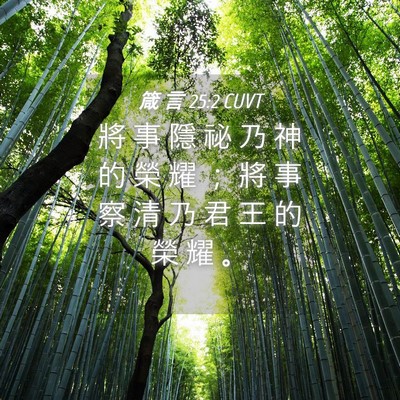 Picture 04 - 箴 言 25:2 CUVT - 將 事 隱 祕 乃 神 的 榮 耀 ； 將 事 - Bible Verse Picture