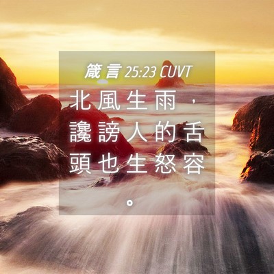 Picture 04 - 箴 言 25:23 CUVT - 北 風 生 雨 ， 讒 謗 人 的 舌 頭 也 - Bible Verse Picture