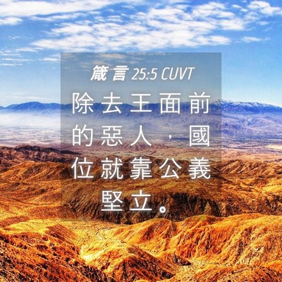 Picture 04 - 箴 言 25:5 CUVT - 除 去 王 面 前 的 惡 人 ， 國 位 就 - Bible Verse Picture