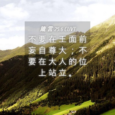 Picture 04 - 箴 言 25:6 CUVT - 不 要 在 王 面 前 妄 自 尊 大 ； 不 - Bible Verse Picture