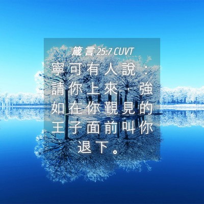 Picture 04 - 箴 言 25:7 CUVT - 寧 可 有 人 說 ： 請 你 上 來 ， 強 - Bible Verse Picture