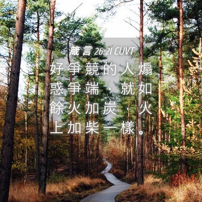 Picture 04 - 箴 言 26:21 CUVT - 好 爭 競 的 人 煽 惑 爭 端 ， 就 如 - Bible Verse Picture