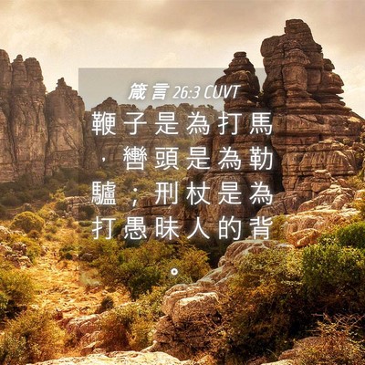 Picture 04 - 箴 言 26:3 CUVT - 鞭 子 是 為 打 馬 ， 轡 頭 是 為 勒 - Bible Verse Picture