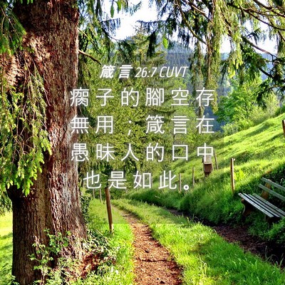Picture 04 - 箴 言 26:7 CUVT - 瘸 子 的 腳 空 存 無 用 ； 箴 言 在 - Bible Verse Picture