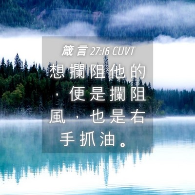 Picture 04 - 箴 言 27:16 CUVT - 想 攔 阻 他 的 ， 便 是 攔 阻 風 ， - Bible Verse Picture