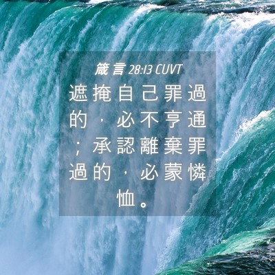 Picture 04 - 箴 言 28:13 CUVT - 遮 掩 自 己 罪 過 的 ， 必 不 亨 通 - Bible Verse Picture