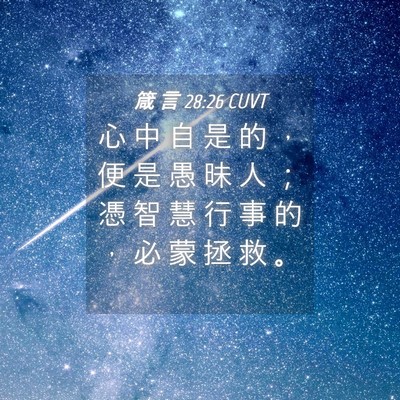 Picture 04 - 箴 言 28:26 CUVT - 心 中 自 是 的 ， 便 是 愚 昧 人 ； - Bible Verse Picture