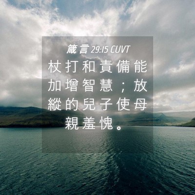 Picture 04 - 箴 言 29:15 CUVT - 杖 打 和 責 備 能 加 增 智 慧 ； 放 - Bible Verse Picture