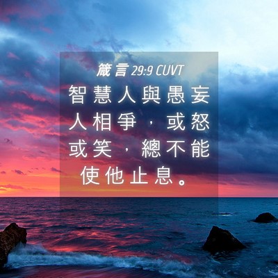 Picture 04 - 箴 言 29:9 CUVT - 智 慧 人 與 愚 妄 人 相 爭 ， 或 怒 - Bible Verse Picture