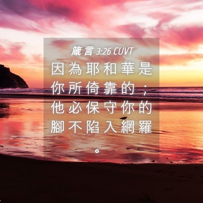 Picture 04 - 箴 言 3:26 CUVT - 因 為 耶 和 華 是 你 所 倚 靠 的 ； - Bible Verse Picture