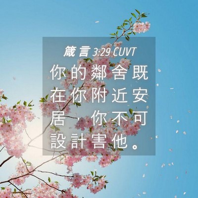 Picture 04 - 箴 言 3:29 CUVT - 你 的 鄰 舍 既 在 你 附 近 安 居 ， - Bible Verse Picture