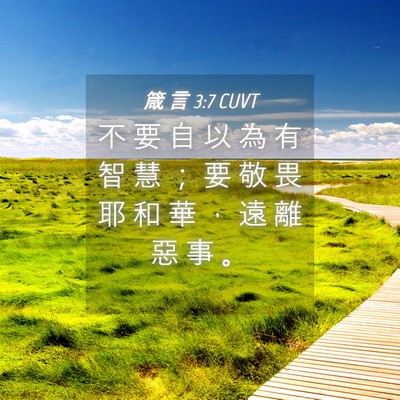 Picture 04 - 箴 言 3:7 CUVT - 不 要 自 以 為 有 智 慧 ； 要 敬 畏 - Bible Verse Picture