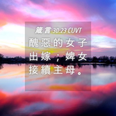 Picture 04 - 箴 言 30:23 CUVT - 醜 惡 的 女 子 出 嫁 ； 婢 女 接 續 - Bible Verse Picture