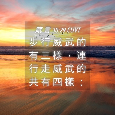 Picture 04 - 箴 言 30:29 CUVT - 步 行 威 武 的 有 三 樣 ， 連 行 走 - Bible Verse Picture