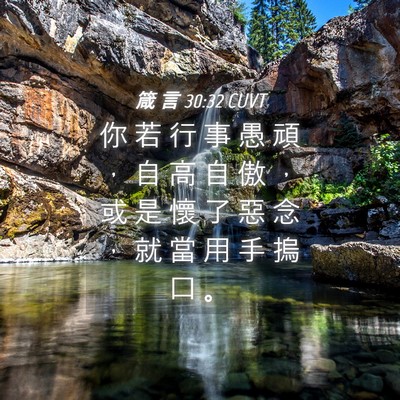 Picture 04 - 箴 言 30:32 CUVT - 你 若 行 事 愚 頑 ， 自 高 自 傲 ， - Bible Verse Picture