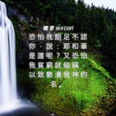 Picture 04 - 箴 言 30:9 CUVT - 恐 怕 我 飽 足 不 認 你 ， 說 ： 耶 - Bible Verse Picture