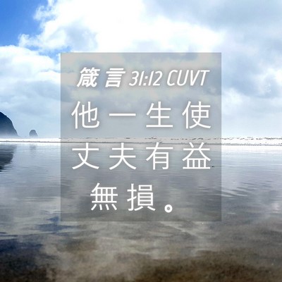 Picture 04 - 箴 言 31:12 CUVT - 他 一 生 使 丈 夫 有 益 無 損 - Bible Verse Picture
