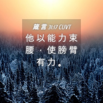 Picture 04 - 箴 言 31:17 CUVT - 他 以 能 力 束 腰 ， 使 膀 臂 有 力 - Bible Verse Picture