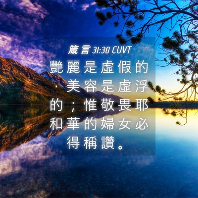 Picture 04 - 箴 言 31:30 CUVT - 艷 麗 是 虛 假 的 ， 美 容 是 虛 浮 - Bible Verse Picture