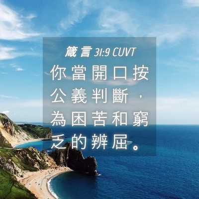 Picture 04 - 箴 言 31:9 CUVT - 你 當 開 口 按 公 義 判 斷 ， 為 困 - Bible Verse Picture