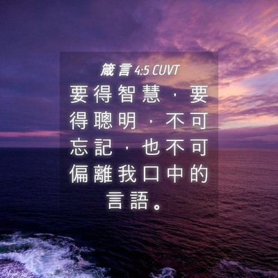 Picture 04 - 箴 言 4:5 CUVT - 要 得 智 慧 ， 要 得 聰 明 ， 不 可 - Bible Verse Picture