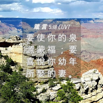 Picture 04 - 箴 言 5:18 CUVT - 要 使 你 的 泉 源 蒙 福 ； 要 喜 悅 - Bible Verse Picture