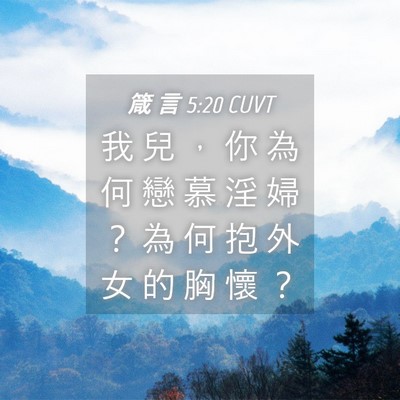 Picture 04 - 箴 言 5:20 CUVT - 我 兒 ， 你 為 何 戀 慕 淫 婦 ？ 為 - Bible Verse Picture