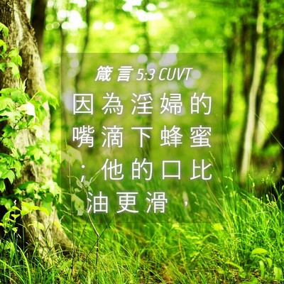 Picture 04 - 箴 言 5:3 CUVT - 因 為 淫 婦 的 嘴 滴 下 蜂 蜜 ； 他 - Bible Verse Picture