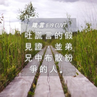 Picture 04 - 箴 言 6:19 CUVT - 吐 謊 言 的 假 見 證 ， 並 弟 兄 中 - Bible Verse Picture