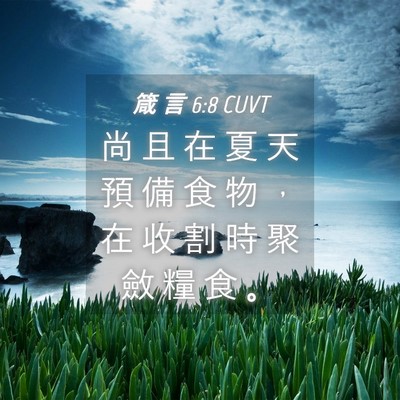 Picture 04 - 箴 言 6:8 CUVT - 尚 且 在 夏 天 預 備 食 物 ， 在 收 - Bible Verse Picture