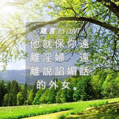 Picture 04 - 箴 言 7:5 CUVT - 他 就 保 你 遠 離 淫 婦 ， 遠 離 說 - Bible Verse Picture