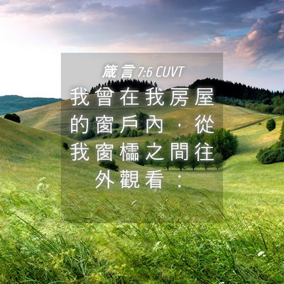 Picture 04 - 箴 言 7:6 CUVT - 我 曾 在 我 房 屋 的 窗 戶 內 ， 從 - Bible Verse Picture