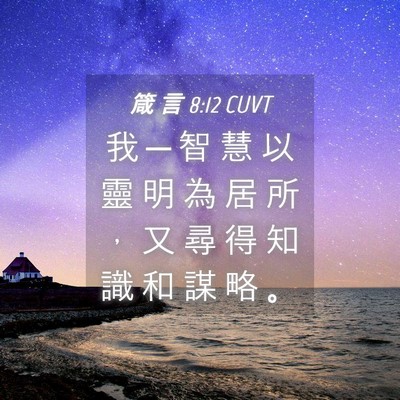 Picture 04 - 箴 言 8:12 CUVT - 我 ─ 智 慧 以 靈 明 為 居 所 ， 又 - Bible Verse Picture