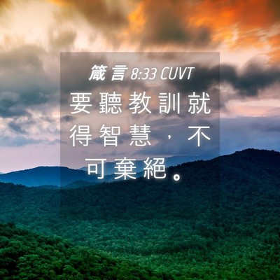Picture 04 - 箴 言 8:33 CUVT - 要 聽 教 訓 就 得 智 慧 ， 不 可 棄 - Bible Verse Picture