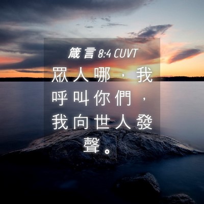 Picture 04 - 箴 言 8:4 CUVT - 眾 人 哪 ， 我 呼 叫 你 們 ， 我 向 - Bible Verse Picture