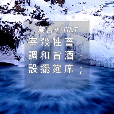 Picture 04 - 箴 言 9:2 CUVT - 宰 殺 牲 畜 ， 調 和 旨 酒 ， 設 擺 - Bible Verse Picture