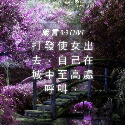 Picture 04 - 箴 言 9:3 CUVT - 打 發 使 女 出 去 ， 自 己 在 城 中 - Bible Verse Picture
