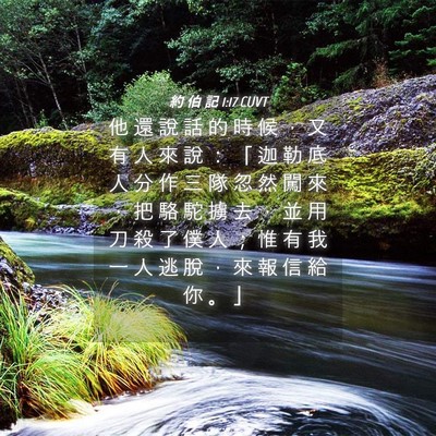 Picture 04 - 約 伯 記 1:17 CUVT - 他 還 說 話 的 時 候 ， 又 有 人 來 - Bible Verse Picture