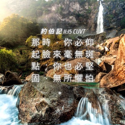 Picture 04 - 約 伯 記 11:15 CUVT - 那 時 ， 你 必 仰 起 臉 來 毫 無 斑 - Bible Verse Picture