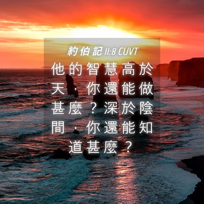 Picture 04 - 約 伯 記 11:8 CUVT - 他 的 智 慧 高 於 天 ， 你 還 能 做 - Bible Verse Picture